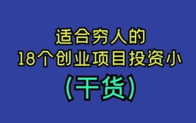 适合穷人创业项目投资小的有哪些公司呢