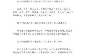 农村创业项目加工厂推荐理由