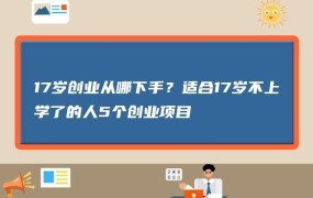 17岁青少年想创业，具体应该如何操作？有哪些指导建议？